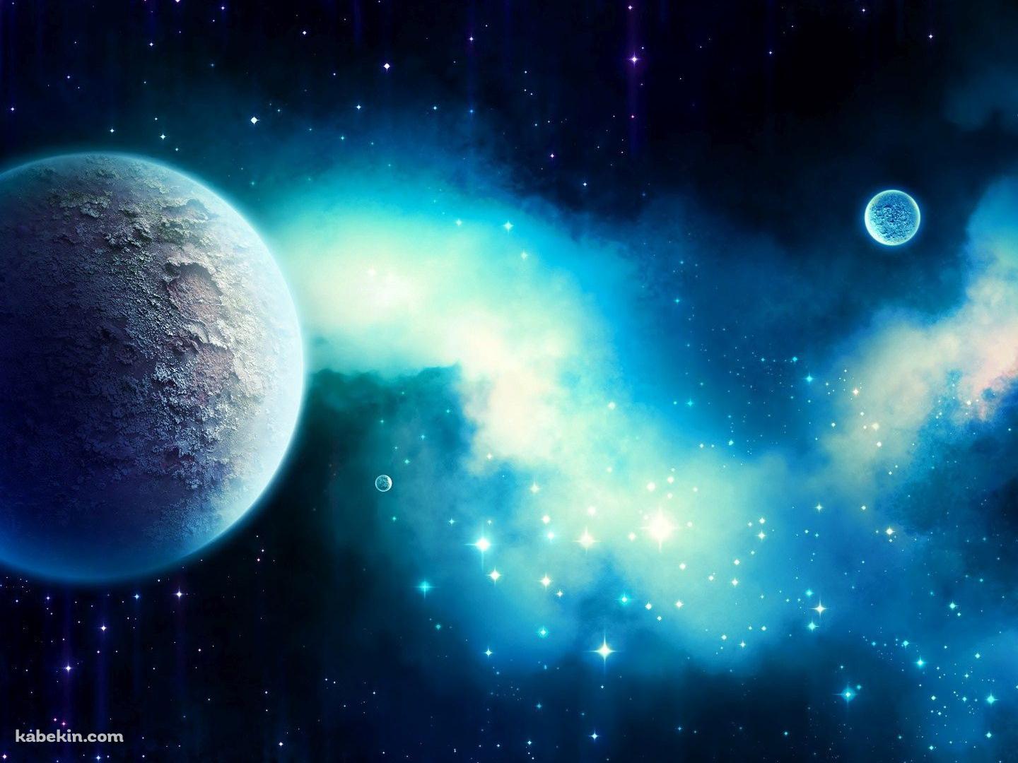 水色の宇宙の壁紙(1440px x 1080px) 高画質 PC・デスクトップ用