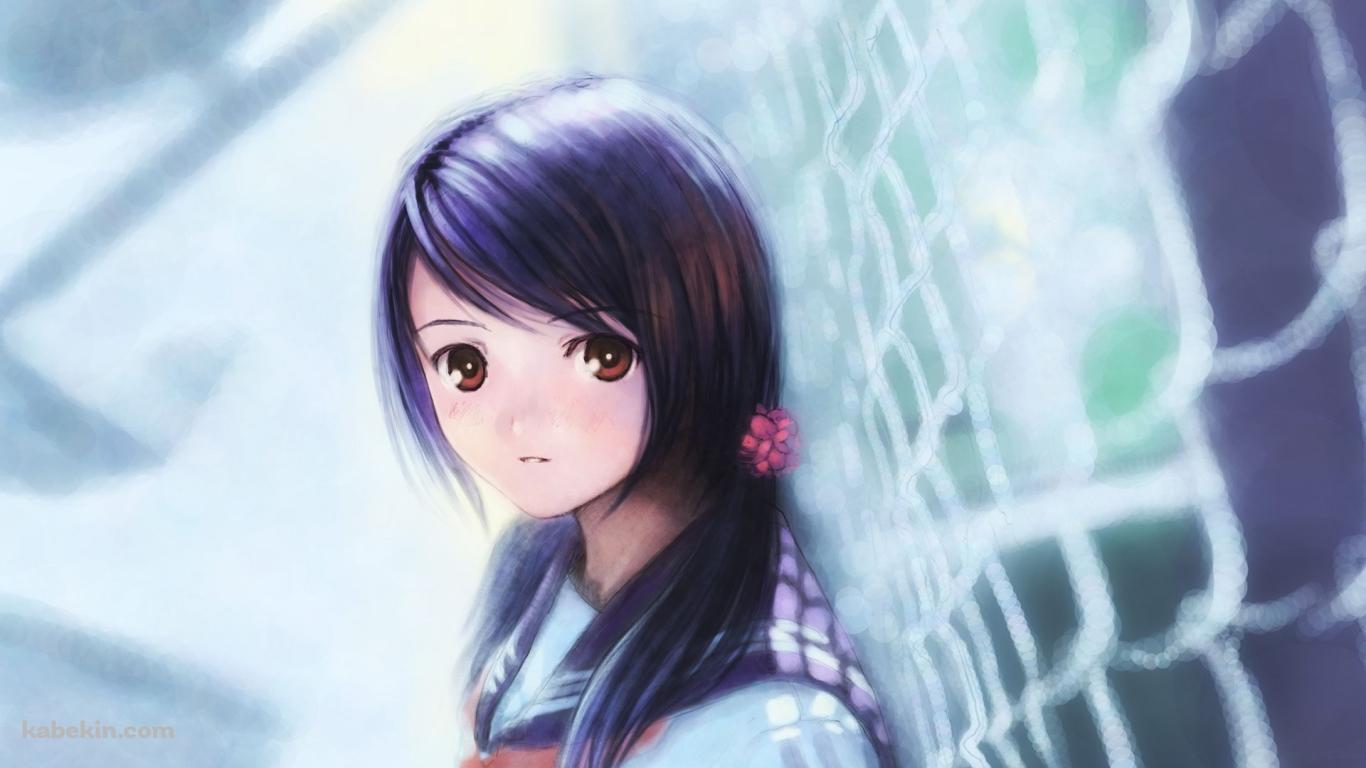 女子高生 イラストの壁紙(1366px x 768px) 高画質 PC・デスクトップ用