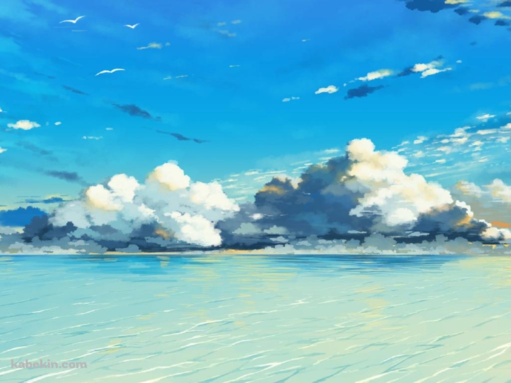 空と海のイラストの壁紙(1024px x 768px) 高画質 PC・デスクトップ用