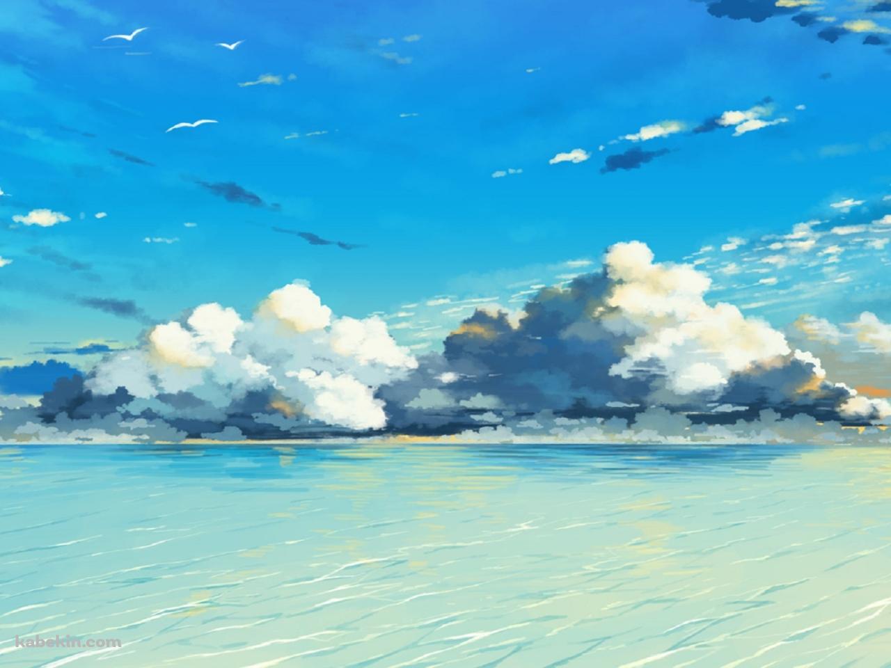 空と海のイラストの壁紙(1280px x 960px) 高画質 PC・デスクトップ用