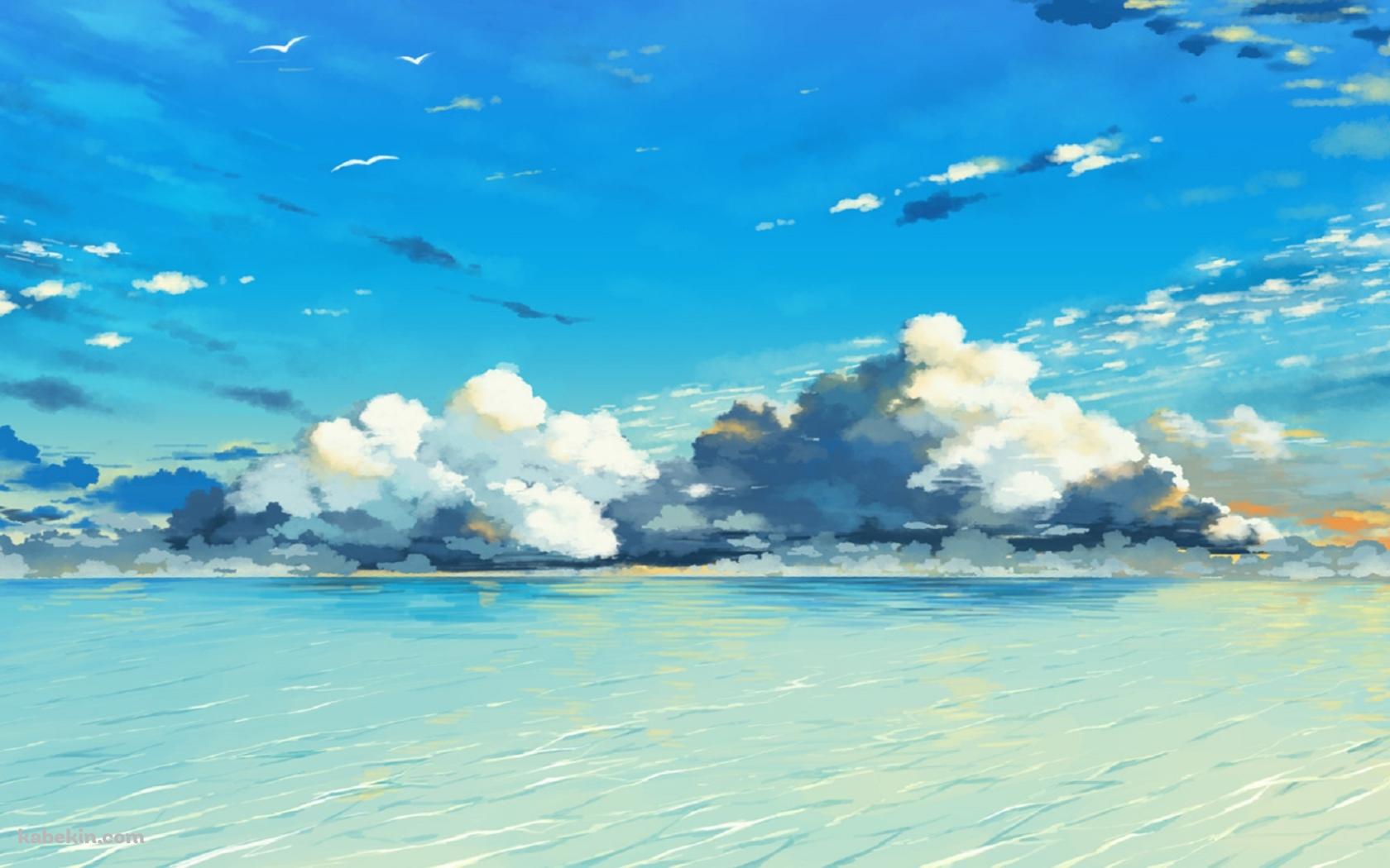 空と海のイラストの壁紙(1680px x 1050px) 高画質 PC・デスクトップ用