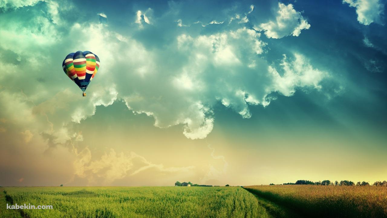 気球と田園風景の壁紙(1280px x 720px) 高画質 PC・デスクトップ用