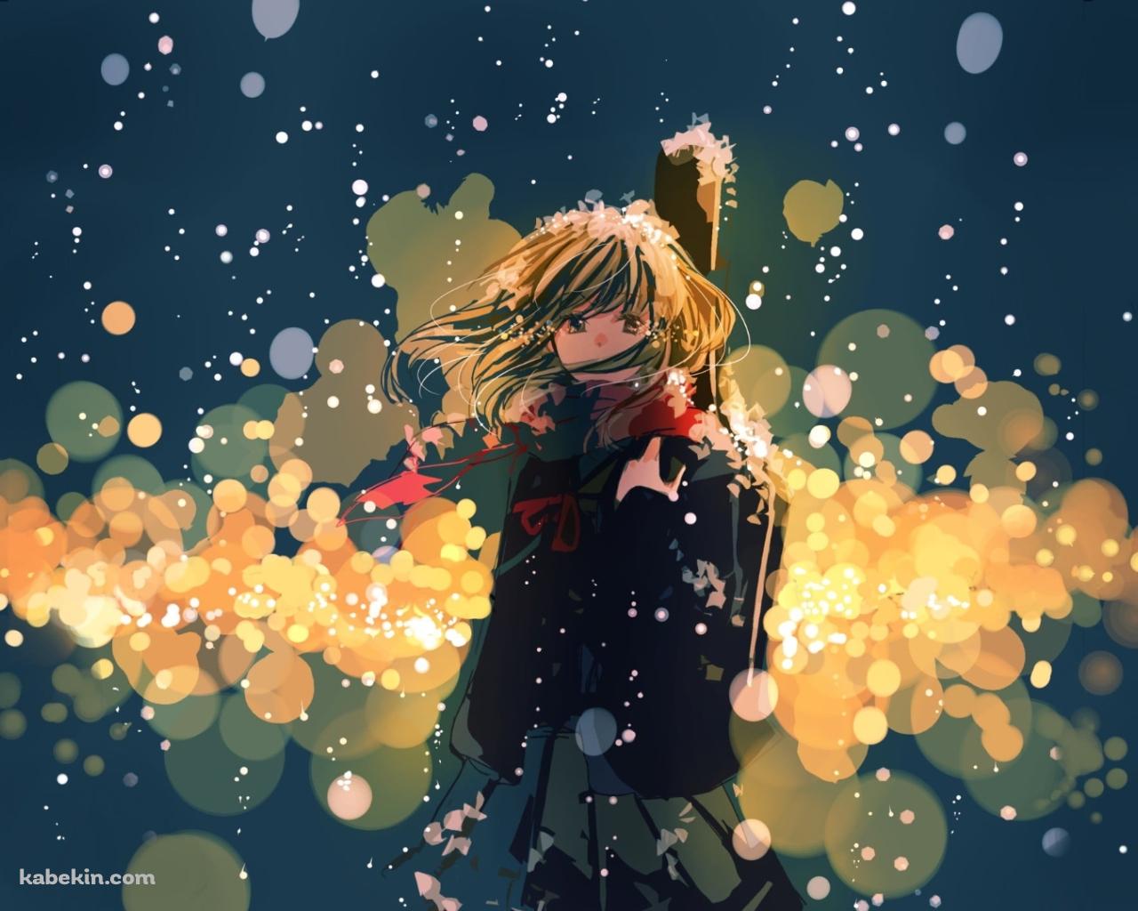 ギターを持つ女の子 光の乱反射の壁紙(1280px x 1024px) 高画質 PC・デスクトップ用