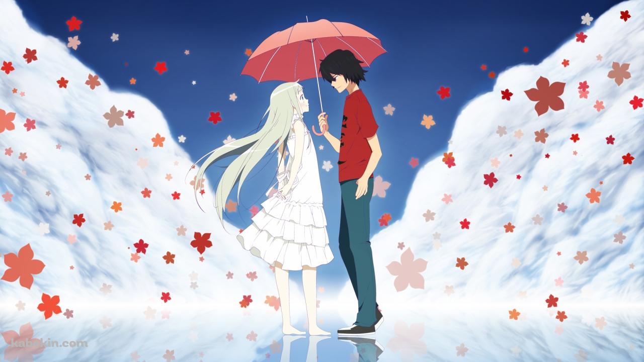 あの花 傘をさしためんまとじんたんの壁紙(1280px x 720px) 高画質 PC・デスクトップ用