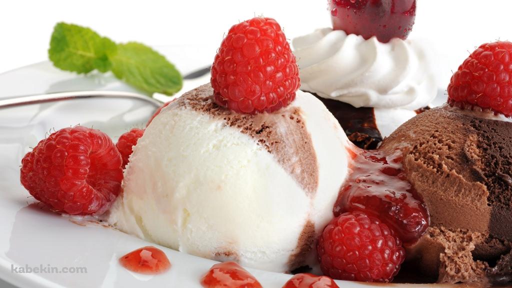 ラズベリー アイス チョコ スイーツの壁紙(1024px x 576px) 高画質 PC・デスクトップ用