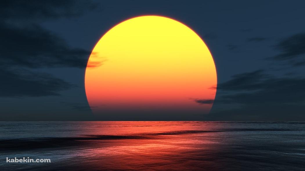 満月と暗い海の壁紙(1051px x 591px) 高画質 PC・デスクトップ用