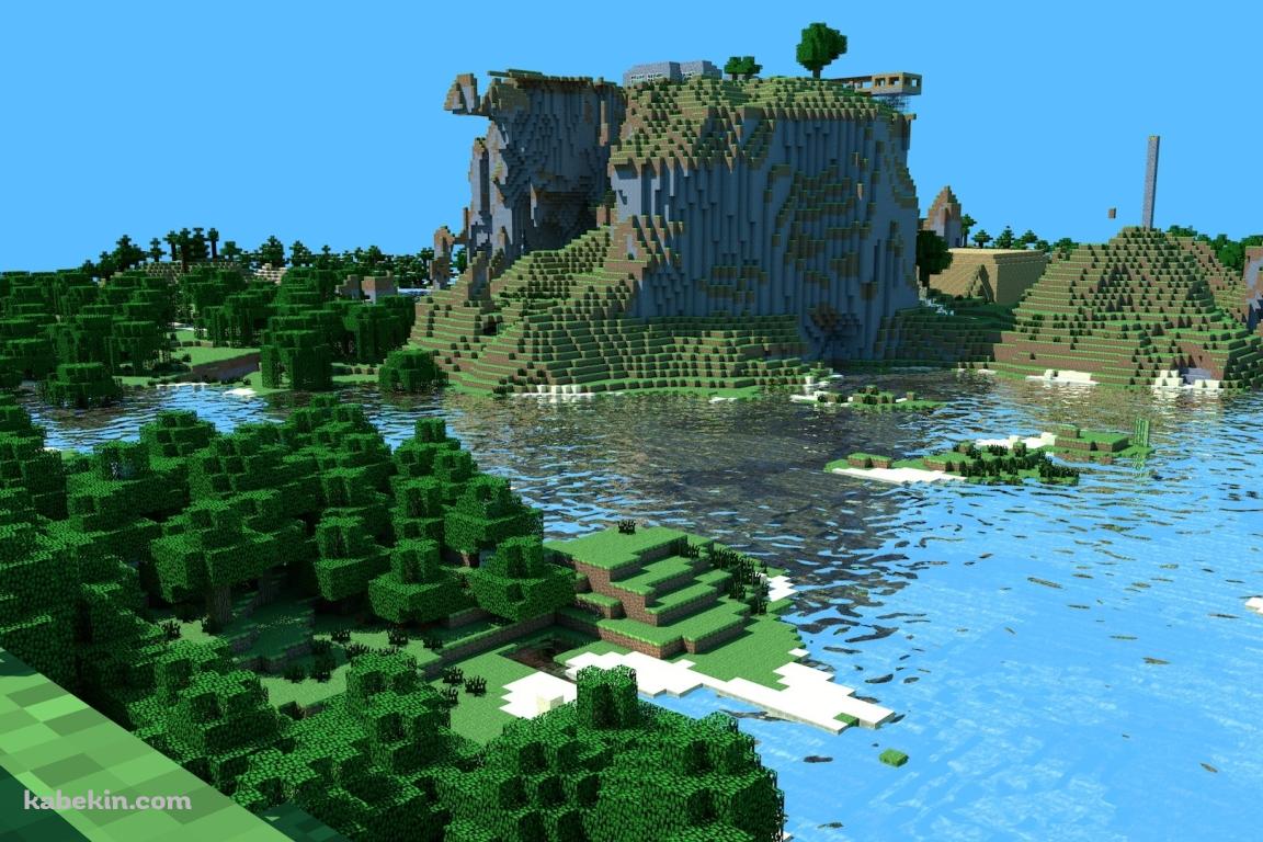 マイクラ 湖に囲まれた島 / マインクラフトの壁紙(1152px x 768px) 高画質 PC・デスクトップ用