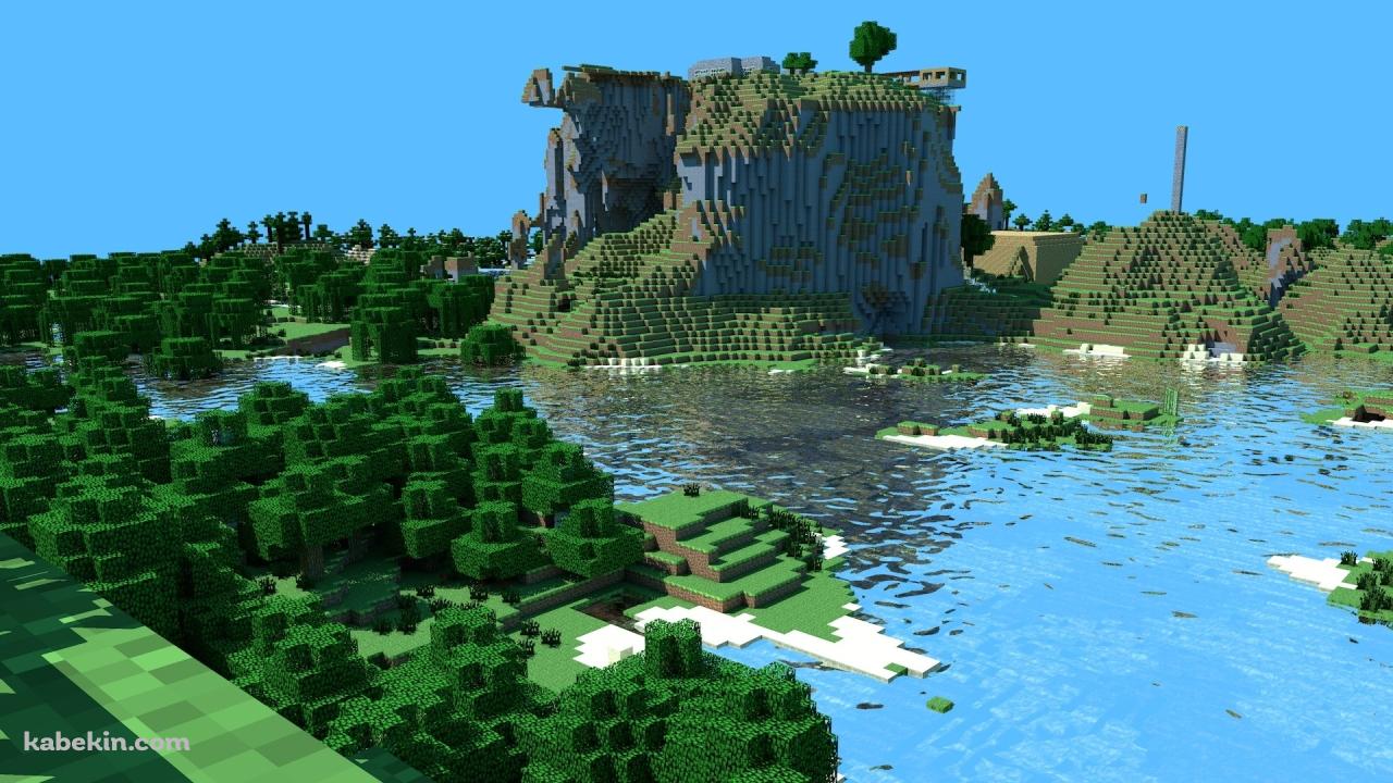 マイクラ 湖に囲まれた島 / マインクラフトの壁紙(1280px x 720px) 高画質 PC・デスクトップ用