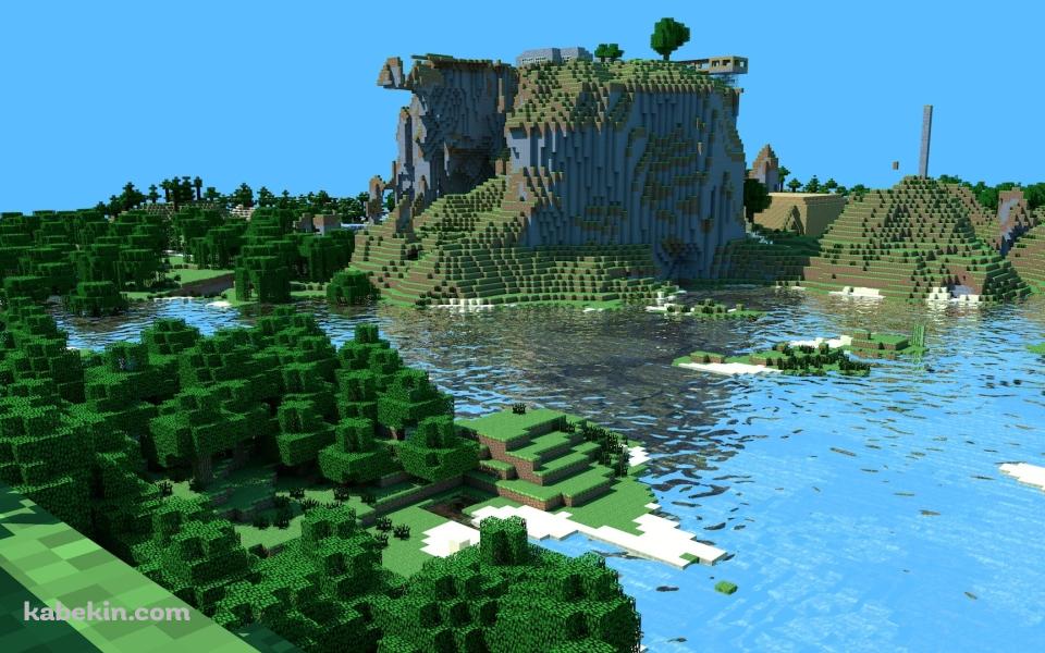 マイクラ 湖に囲まれた島 / マインクラフトの壁紙(960px x 600px) 高画質 PC・デスクトップ用