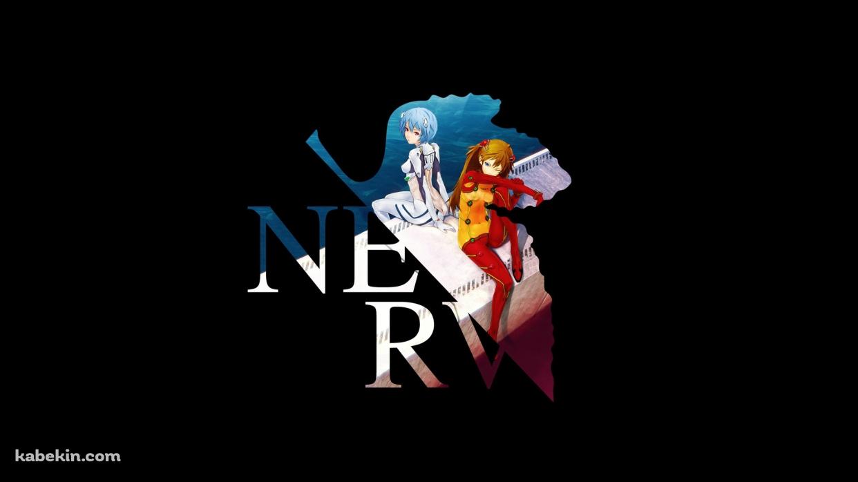 エヴァ 惣流・アスカ・ラングレーと綾波レイ NERV ロゴの壁紙(1242px x 698px) 高画質 PC・デスクトップ用