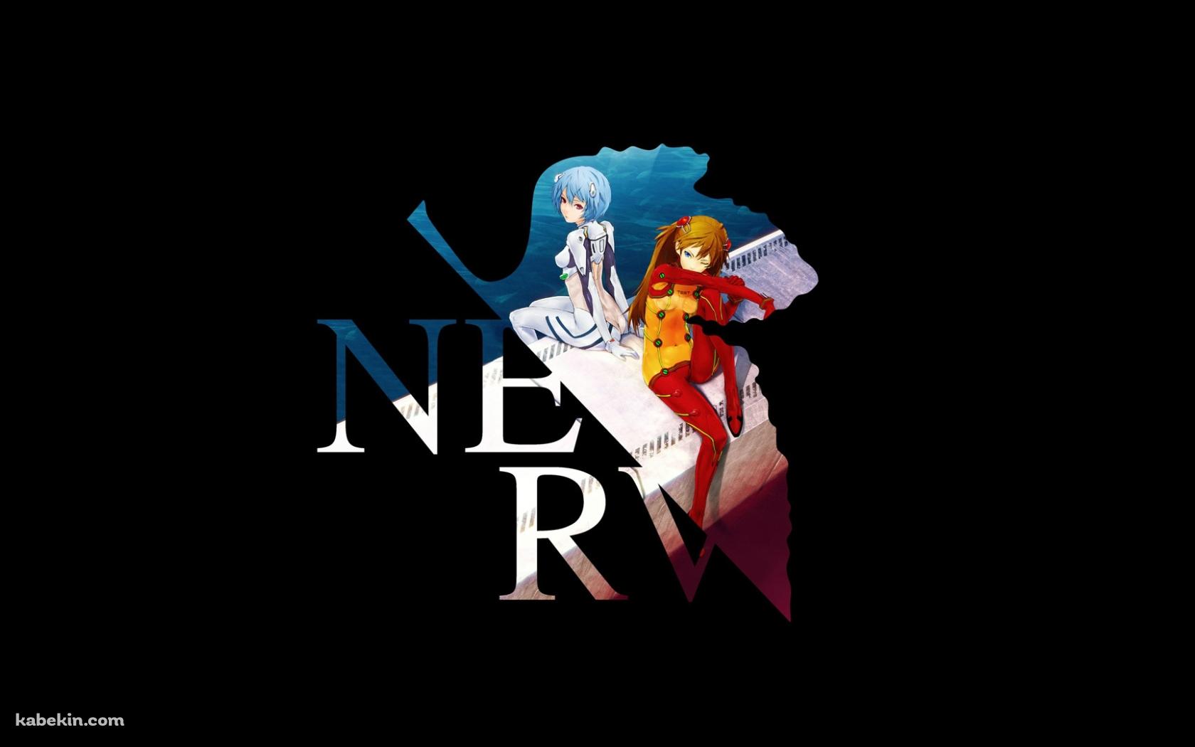 エヴァ 惣流・アスカ・ラングレーと綾波レイ NERV ロゴの壁紙(1680px x 1050px) 高画質 PC・デスクトップ用
