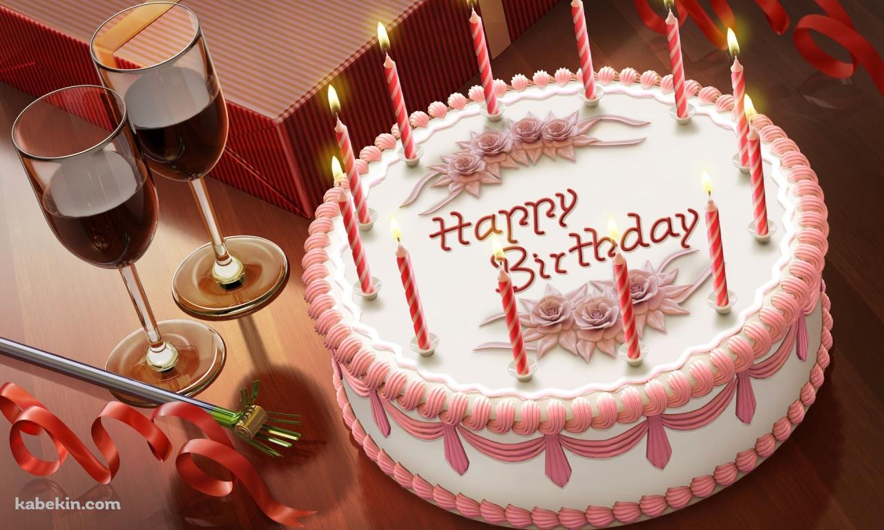 誕生日ケーキ 赤ワインの壁紙(1280px x 768px) 高画質 PC・デスクトップ用