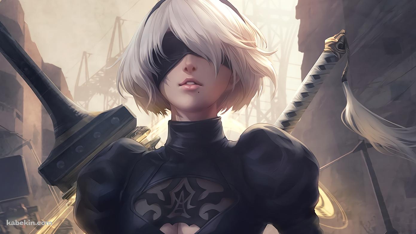 ニーア オートマタ 2B ヨルハ 二号 B型の壁紙(1391px x 783px) 高画質 PC・デスクトップ用