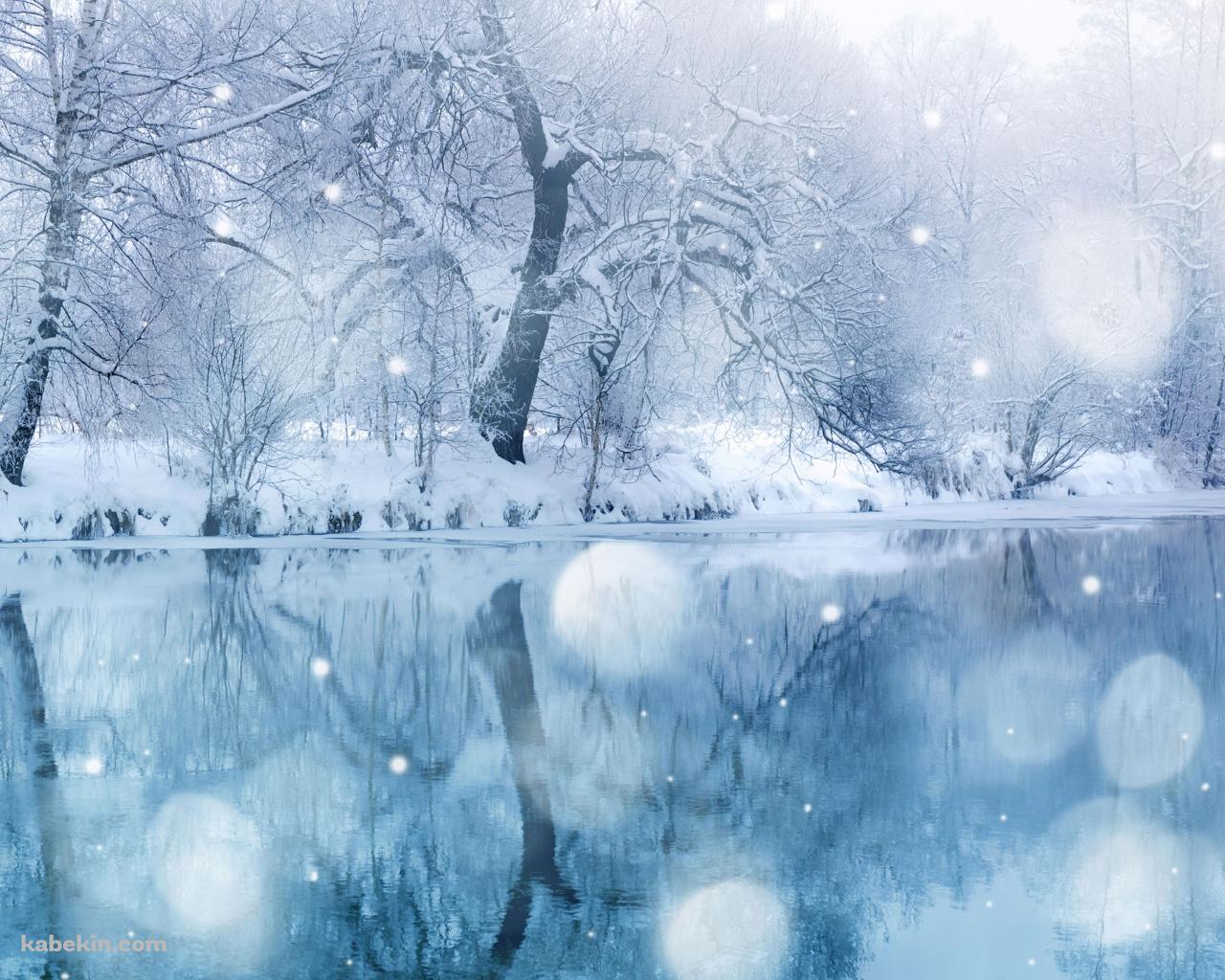 青い池 雪の壁紙(1280px x 1024px) 高画質 PC・デスクトップ用