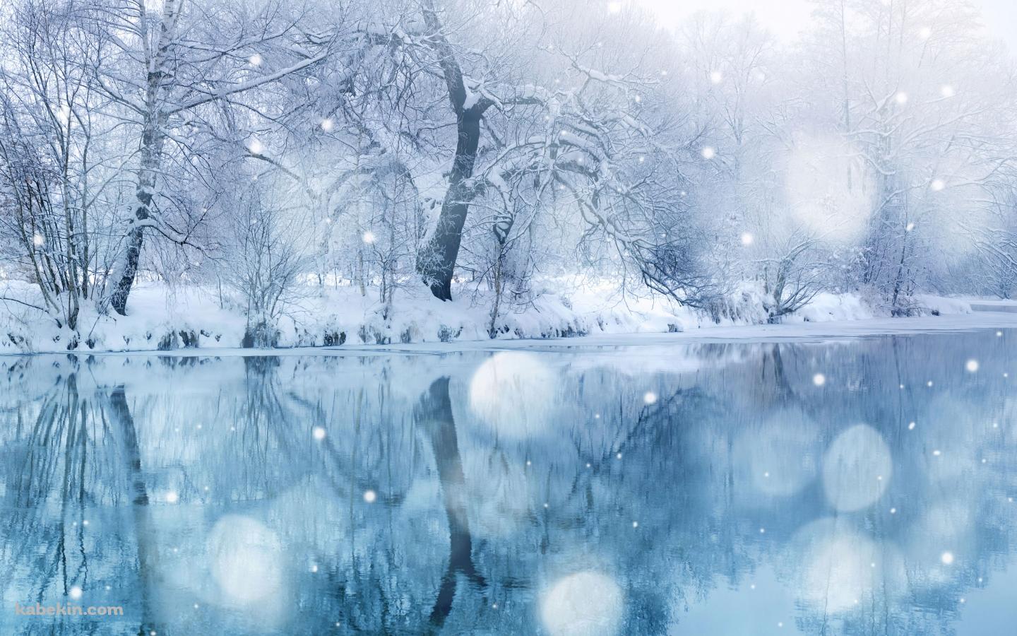 青い池 雪の壁紙(1440px x 900px) 高画質 PC・デスクトップ用