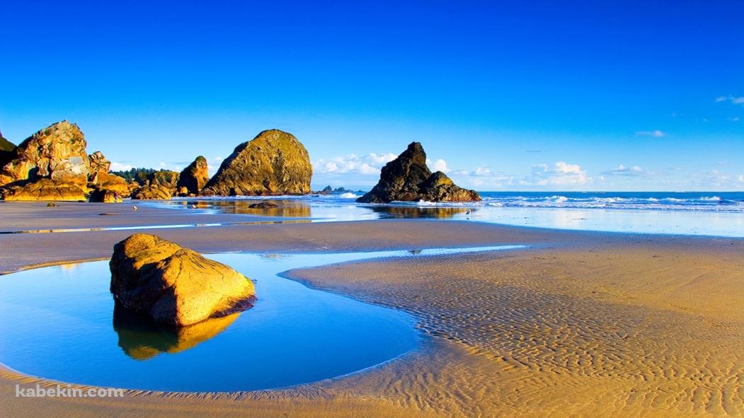 水たまりと海の壁紙(1051px x 591px) 高画質 PC・デスクトップ用