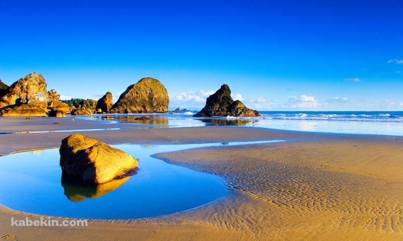 水たまりと海の壁紙(800px x 480px) 高画質 PC・デスクトップ用