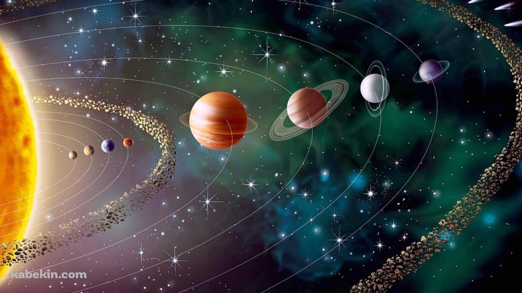 水金地火木土天冥海 イラスト 宇宙の壁紙(1051px x 591px) 高画質 PC・デスクトップ用