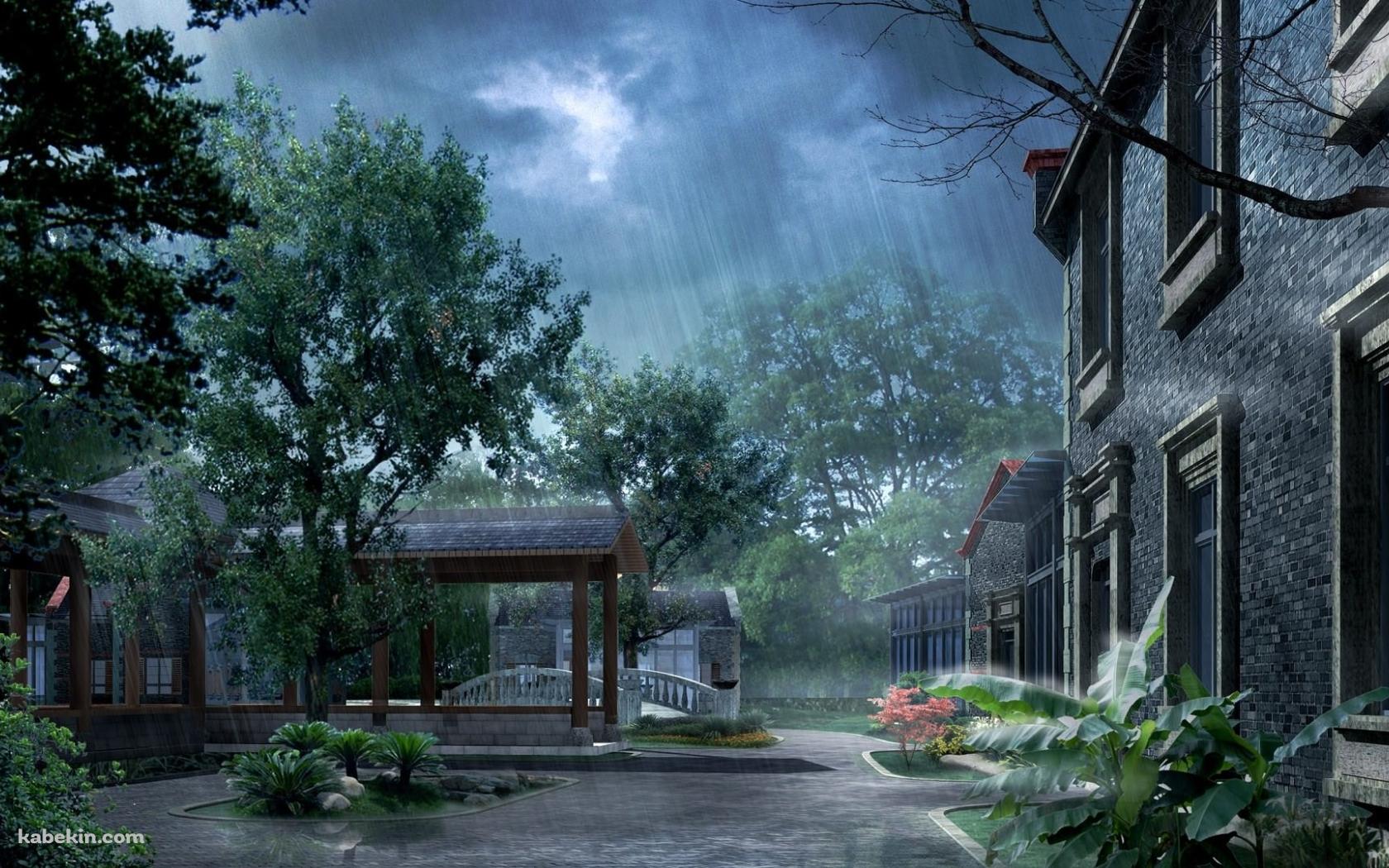 雨降る庭園の壁紙(1680px x 1050px) 高画質 PC・デスクトップ用