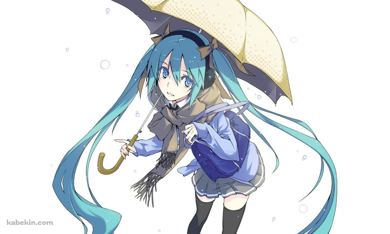 傘をさした初音ミクの壁紙(1280px x 768px) 高画質 PC・デスクトップ用