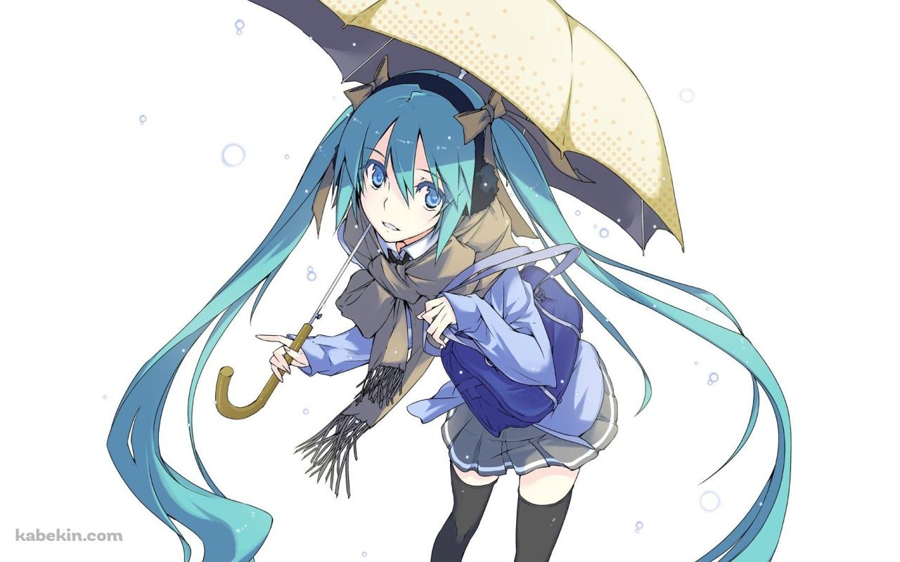 傘をさした初音ミクの壁紙(1280px x 800px) 高画質 PC・デスクトップ用