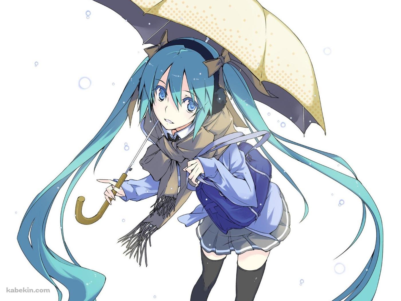 傘をさした初音ミクの壁紙(1400px x 1050px) 高画質 PC・デスクトップ用