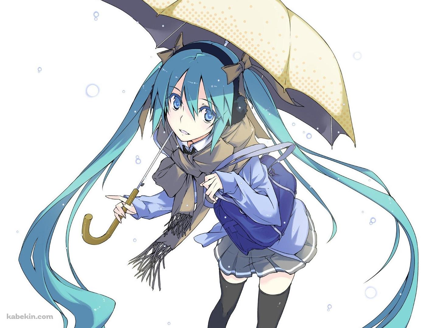 傘をさした初音ミクの壁紙(1440px x 1080px) 高画質 PC・デスクトップ用