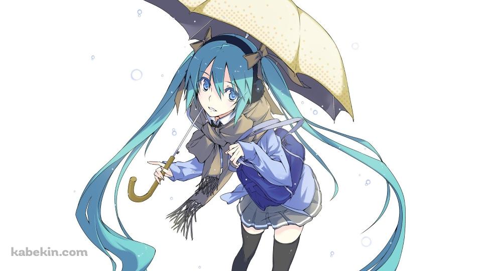 傘をさした初音ミクの壁紙(960px x 540px) 高画質 PC・デスクトップ用