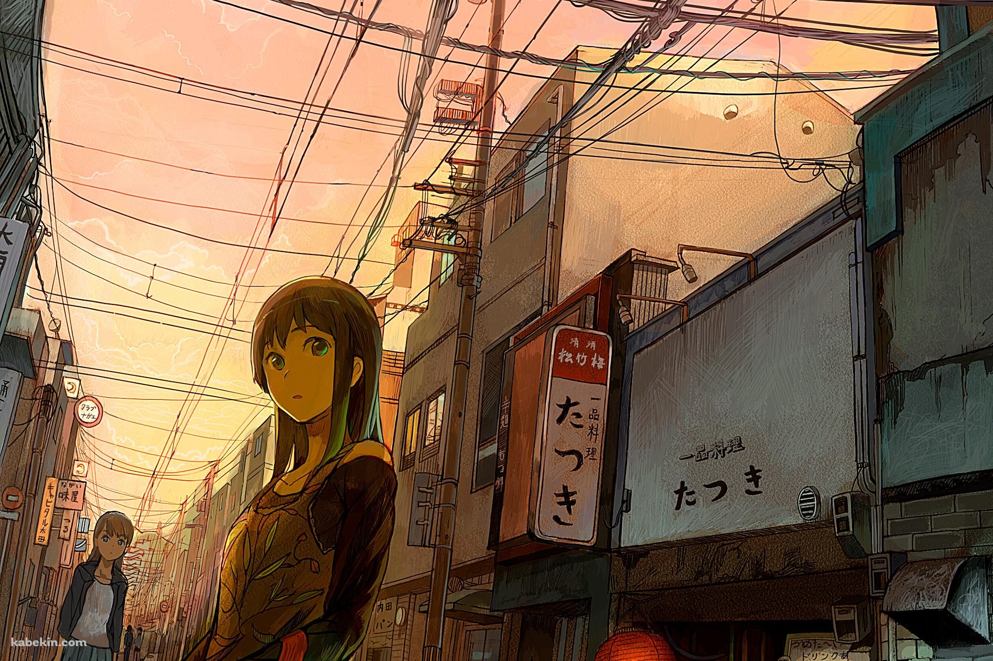 夕暮れの商店街の壁紙(2000px x 1333px) 高画質 PC・デスクトップ用