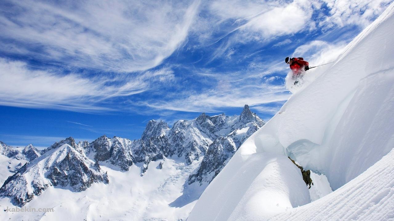 フランスの雪山とスキーの壁紙(1280px x 720px) 高画質 PC・デスクトップ用