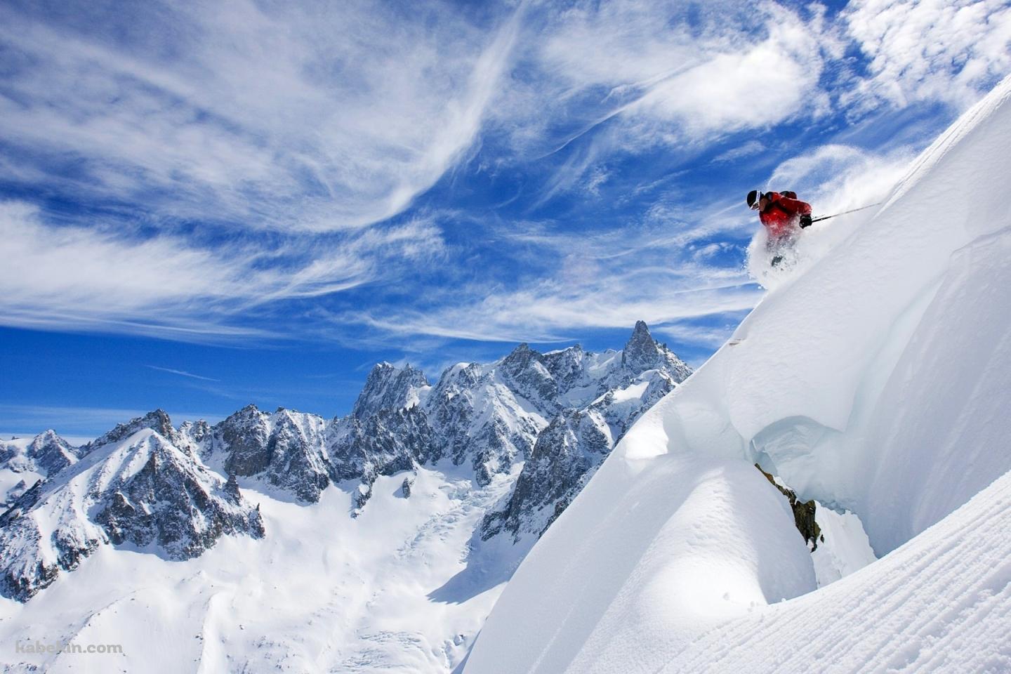 フランスの雪山とスキーの壁紙(1440px x 960px) 高画質 PC・デスクトップ用