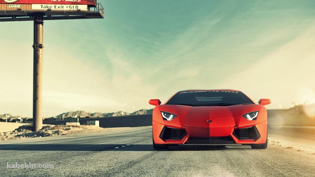 停車した赤いランボルギーニの壁紙(1024px x 576px) 高画質 PC・デスクトップ用