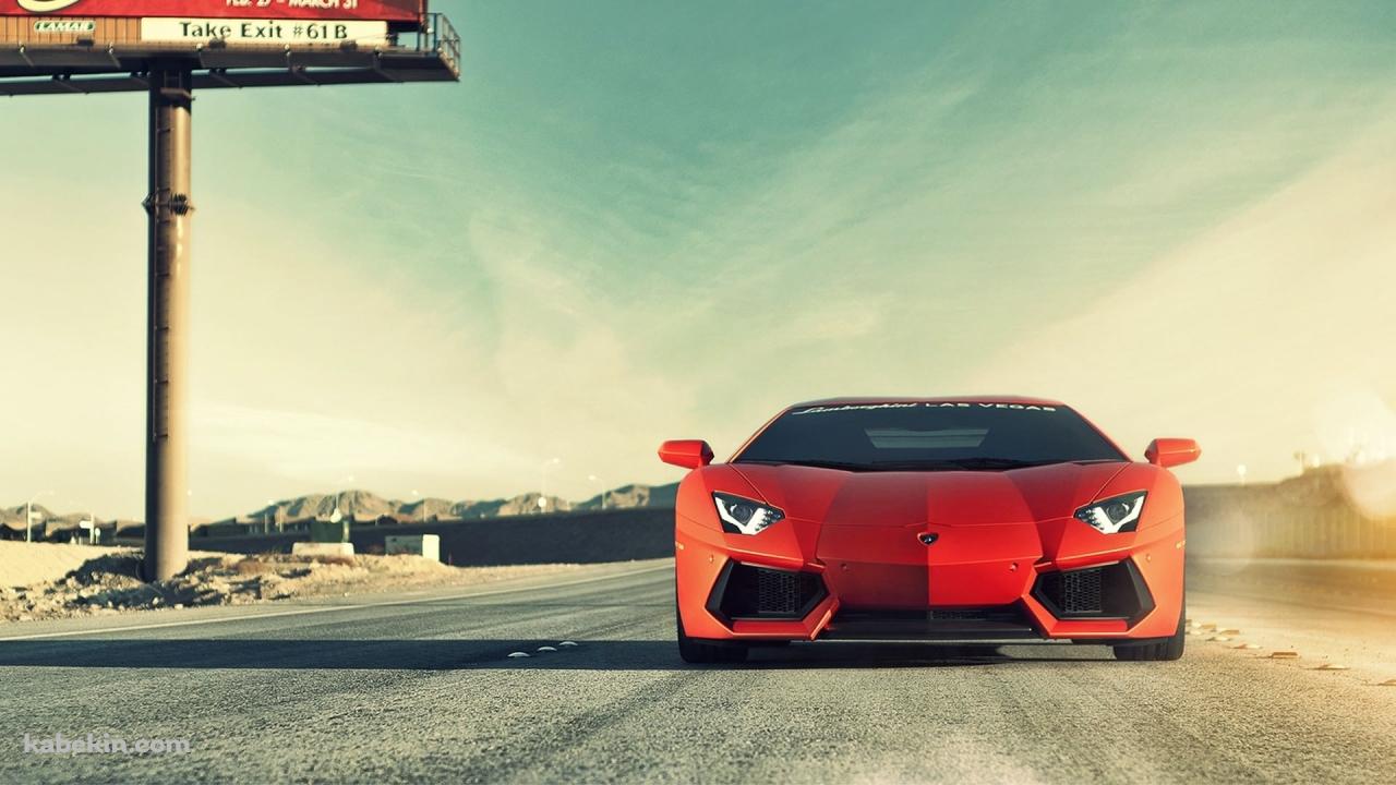 停車した赤いランボルギーニの壁紙(1280px x 720px) 高画質 PC・デスクトップ用