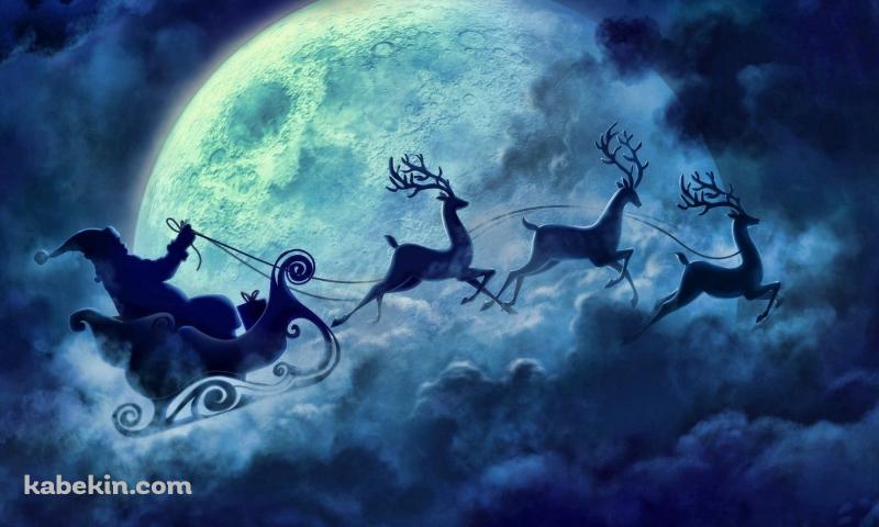 クリスマス サンタさん トナカイ そりの壁紙(800px x 480px) 高画質 PC・デスクトップ用
