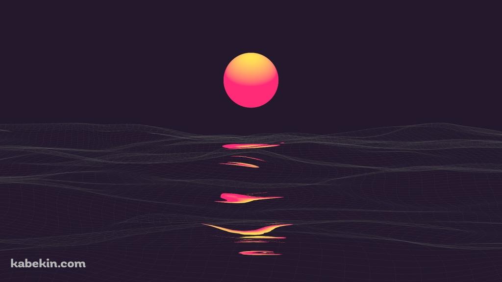 ポリゴンの海 太陽の壁紙(1024px x 576px) 高画質 PC・デスクトップ用