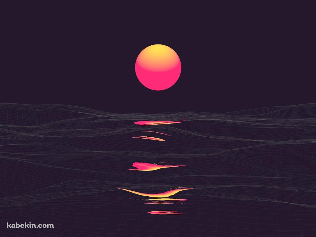 ポリゴンの海 太陽の壁紙(1024px x 768px) 高画質 PC・デスクトップ用