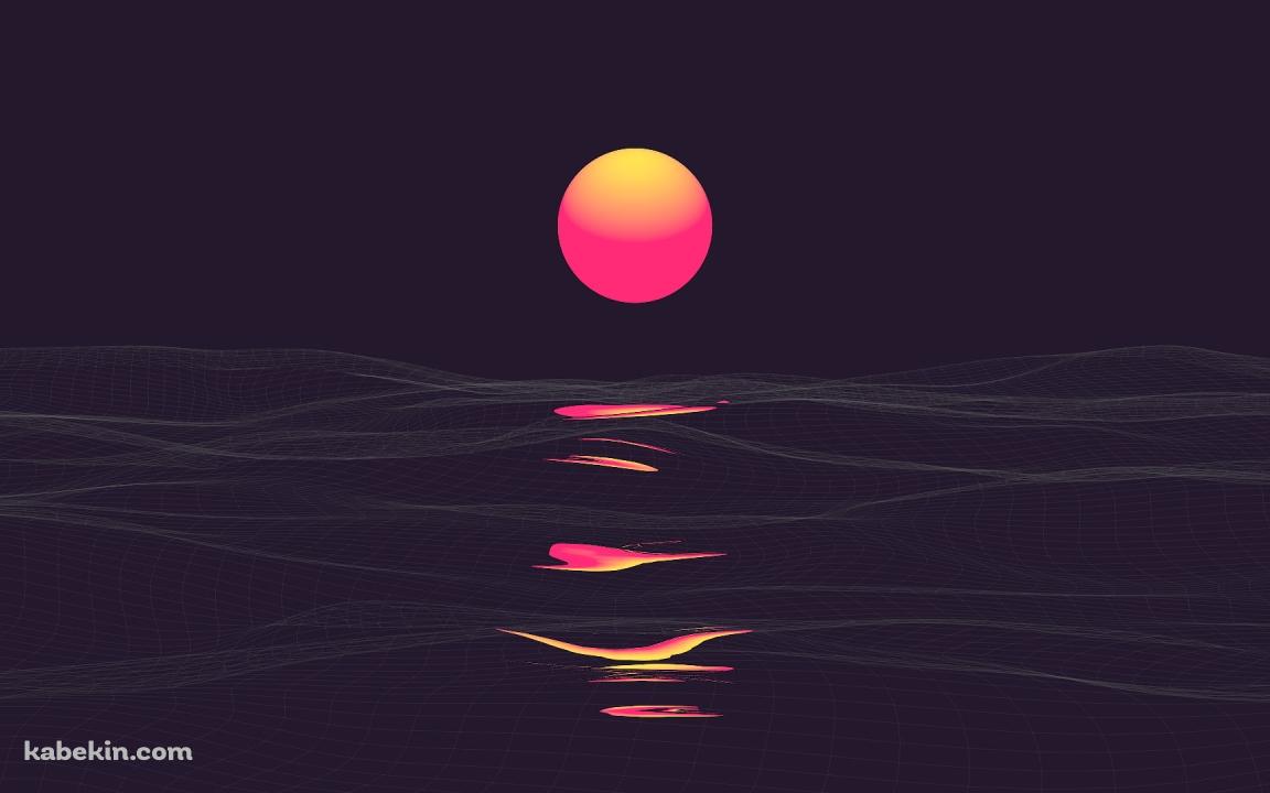 ポリゴンの海 太陽の壁紙(1152px x 720px) 高画質 PC・デスクトップ用