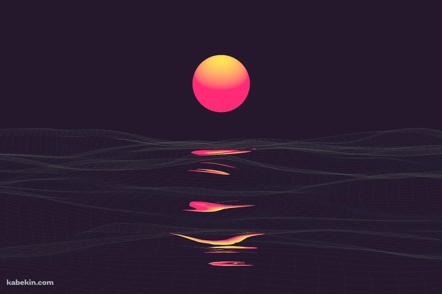 ポリゴンの海 太陽の壁紙(1440px x 960px) 高画質 PC・デスクトップ用