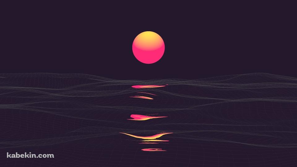 ポリゴンの海 太陽の壁紙(960px x 540px) 高画質 PC・デスクトップ用
