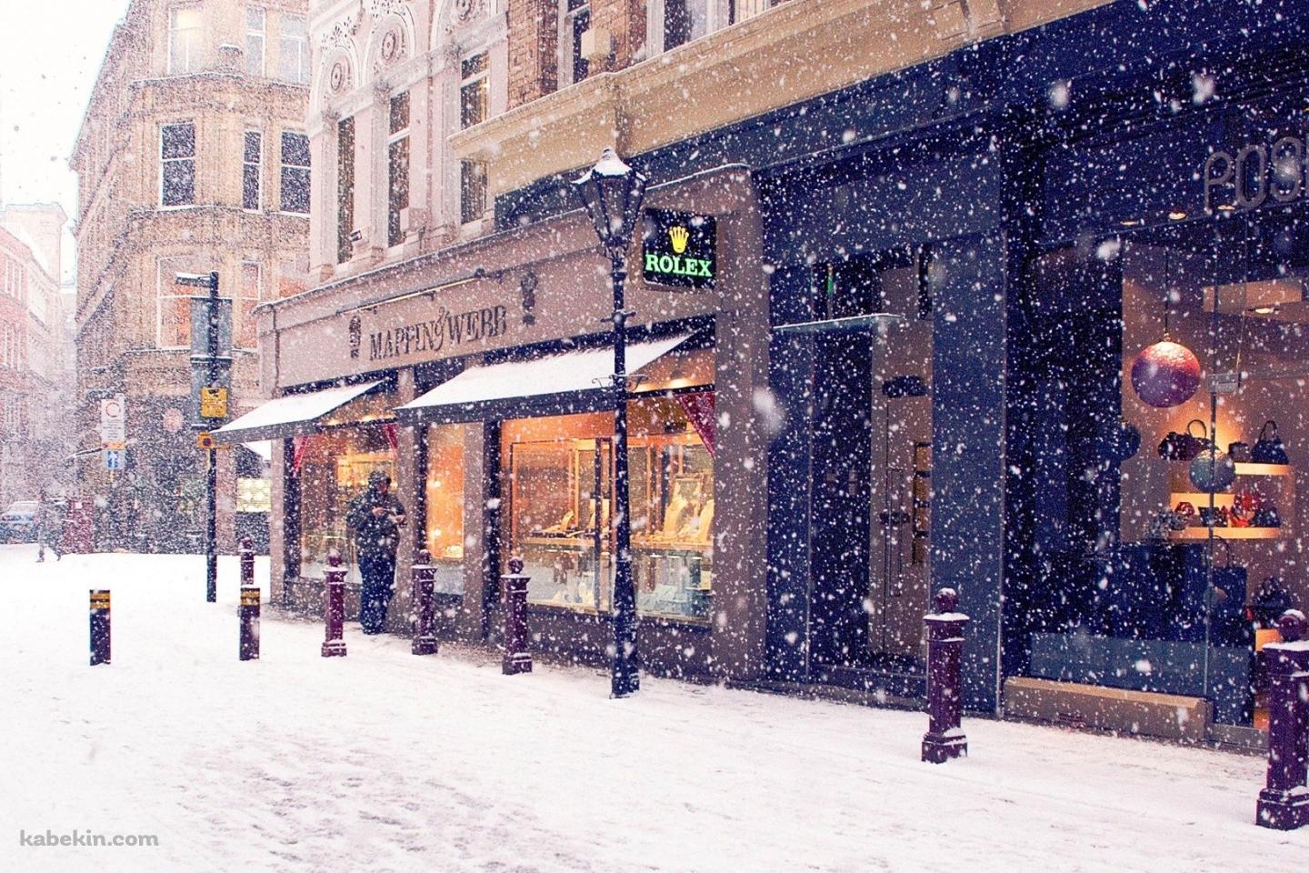 雪降り積もる街の壁紙(1440px x 960px) 高画質 PC・デスクトップ用