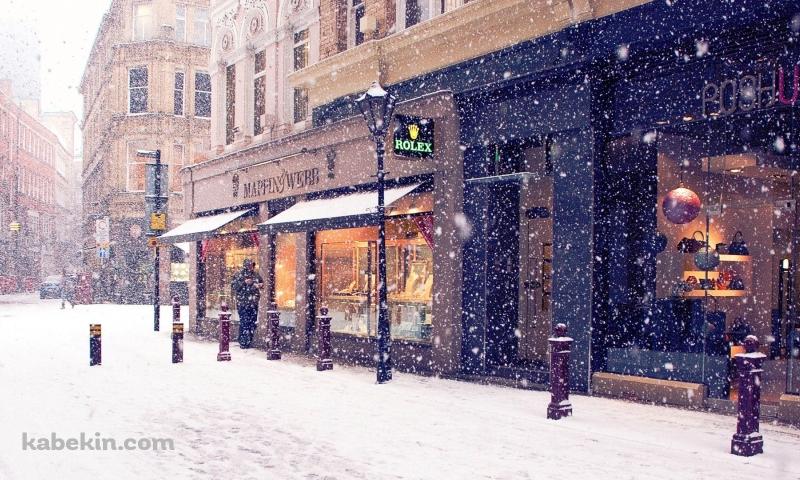 雪降り積もる街の壁紙(800px x 480px) 高画質 PC・デスクトップ用