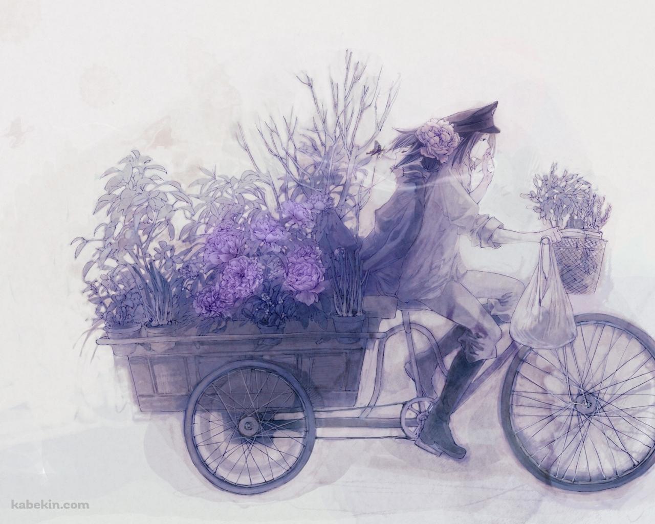 花運ぶ女性の壁紙(1280px x 1024px) 高画質 PC・デスクトップ用