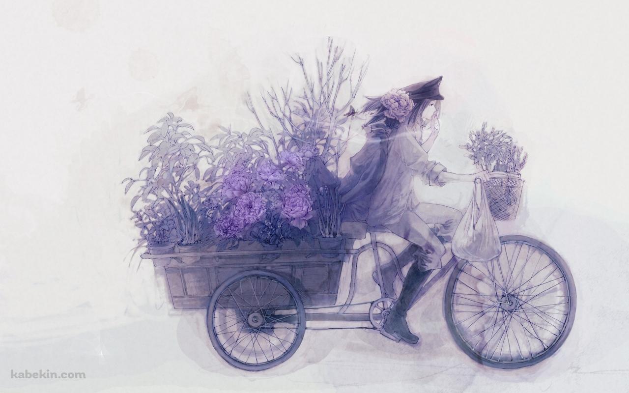 花運ぶ女性の壁紙(1280px x 800px) 高画質 PC・デスクトップ用