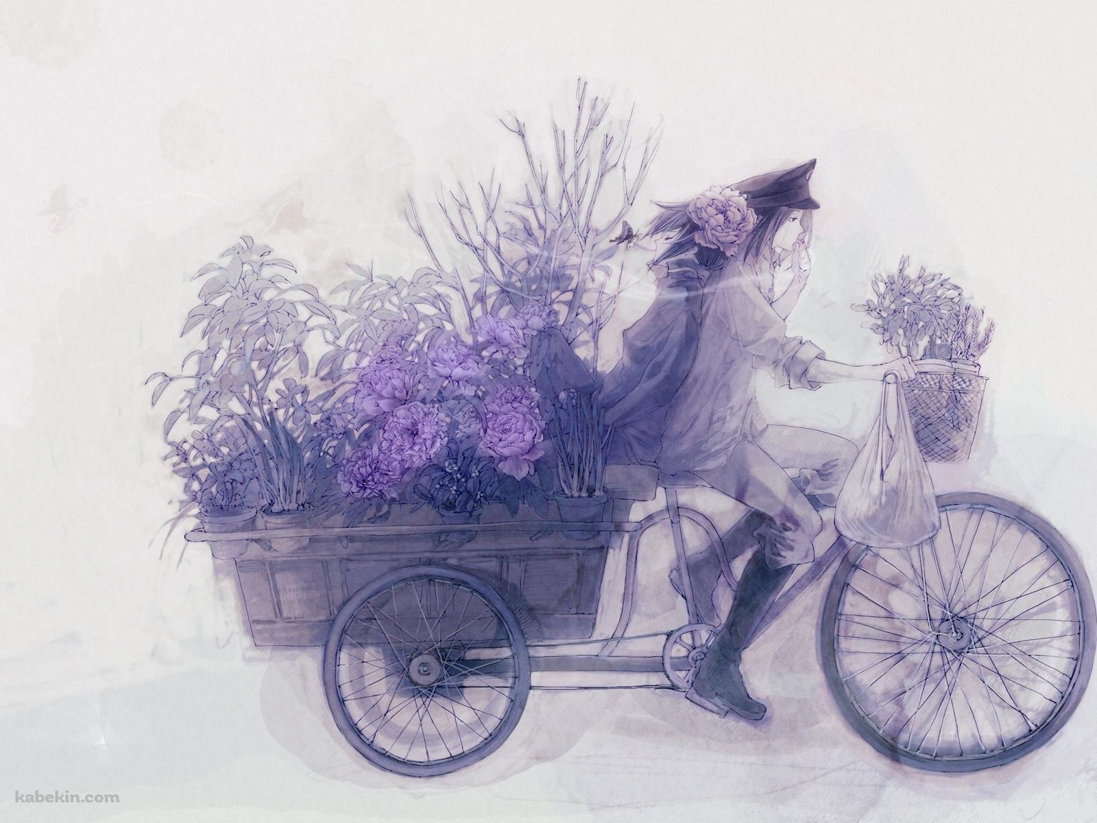 花運ぶ女性の壁紙(1600px x 1200px) 高画質 PC・デスクトップ用