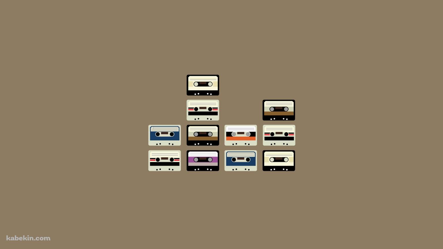 カセットテープのイラストの壁紙(1536px x 864px) 高画質 PC・デスクトップ用