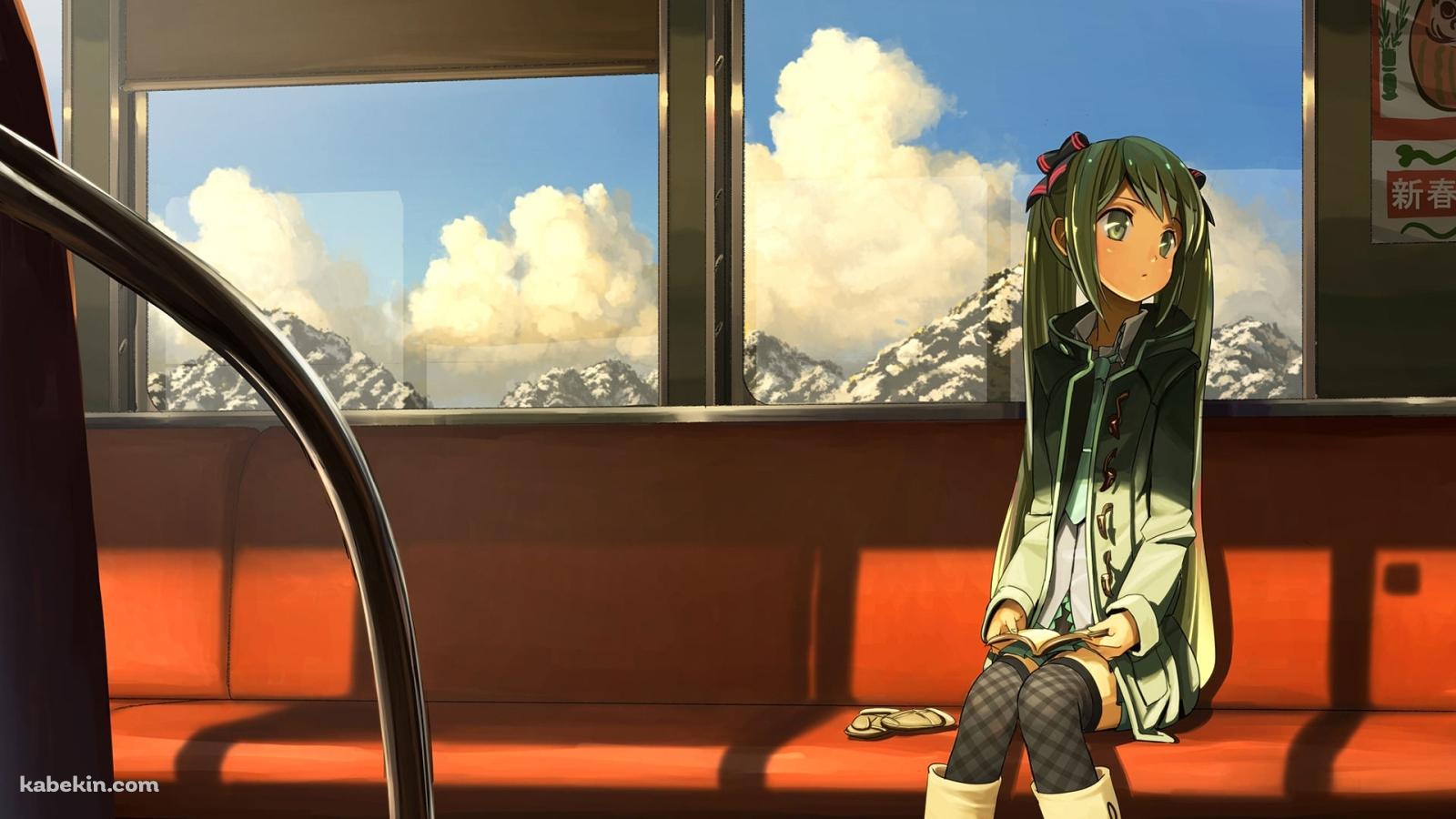 電車に乗る初音ミクの壁紙(1600px x 900px) 高画質 PC・デスクトップ用