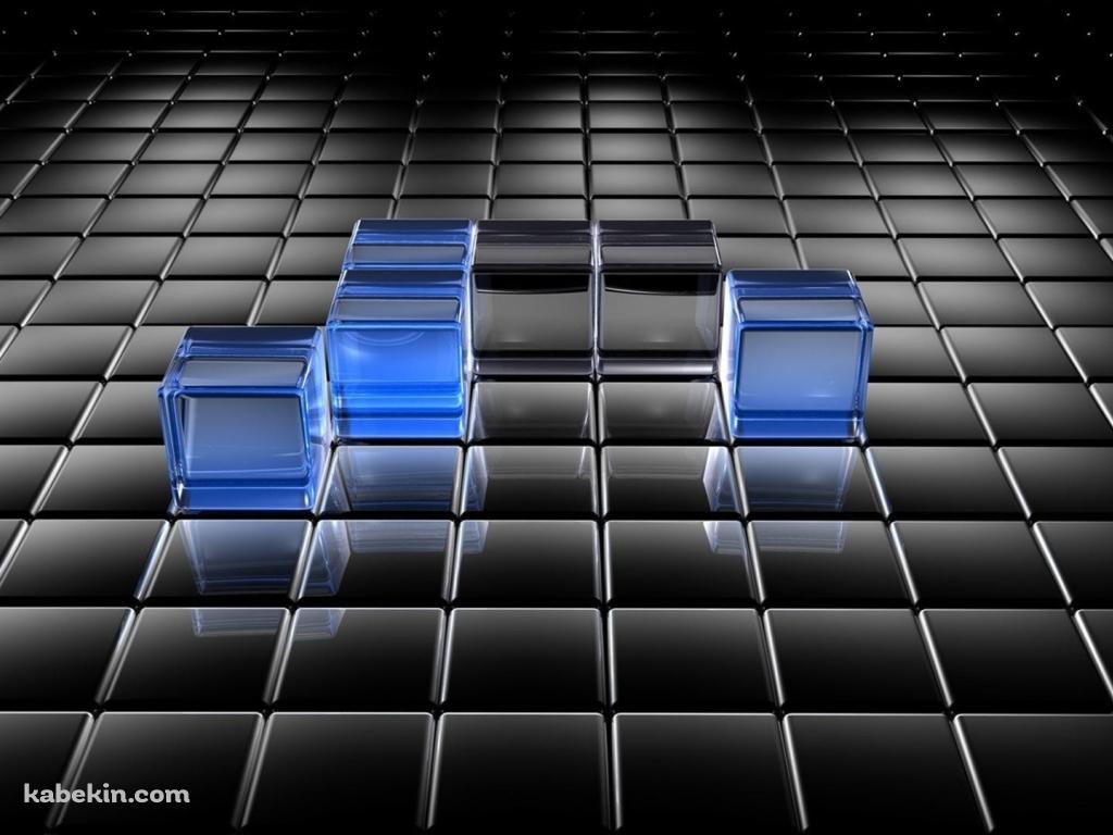 青と黒の透明なキューブの壁紙(1024px x 768px) 高画質 PC・デスクトップ用