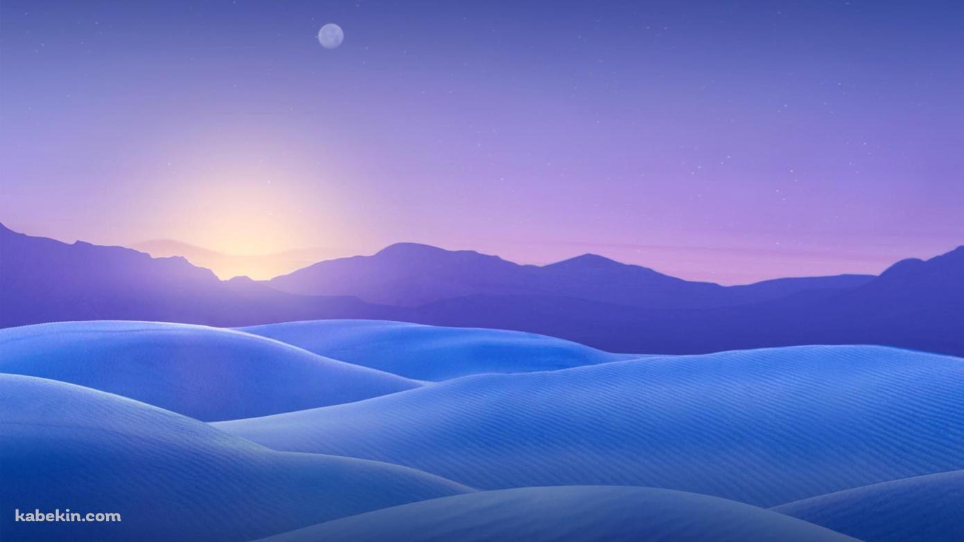 雪原と山並みの壁紙(1391px x 783px) 高画質 PC・デスクトップ用