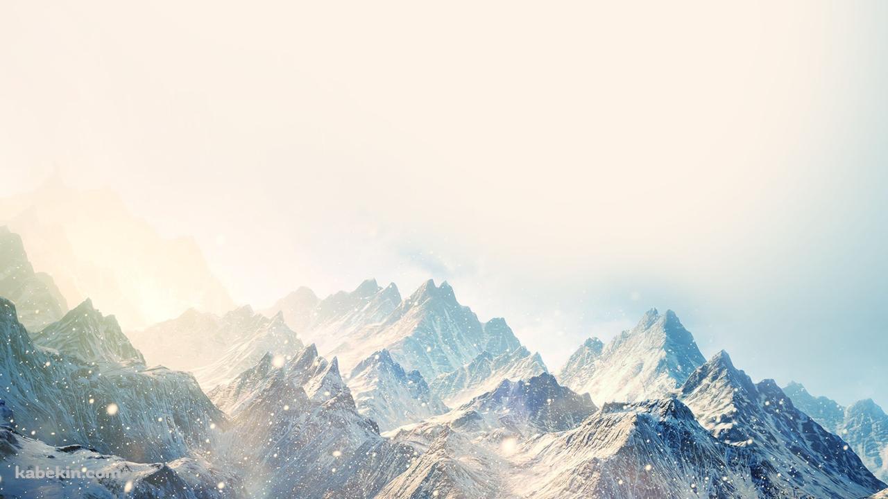 雪降る山岳の壁紙(1280px x 720px) 高画質 PC・デスクトップ用