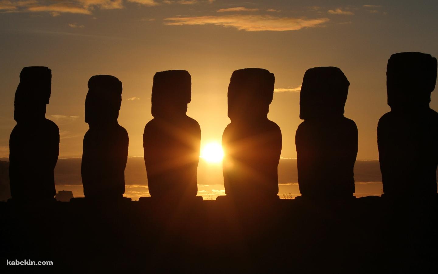 イースター島 パスクア島 夕陽とモアイ像の壁紙(1440px x 900px) 高画質 PC・デスクトップ用